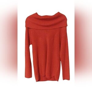 Talbots Red Ribbed Knit Cowl Neck Modal Blend Holiday Sweater Top SZ M